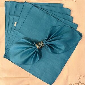 Vintage Teal Dining Cloth Linen Napkins Reusable Sustainable Eco-friendly set 6